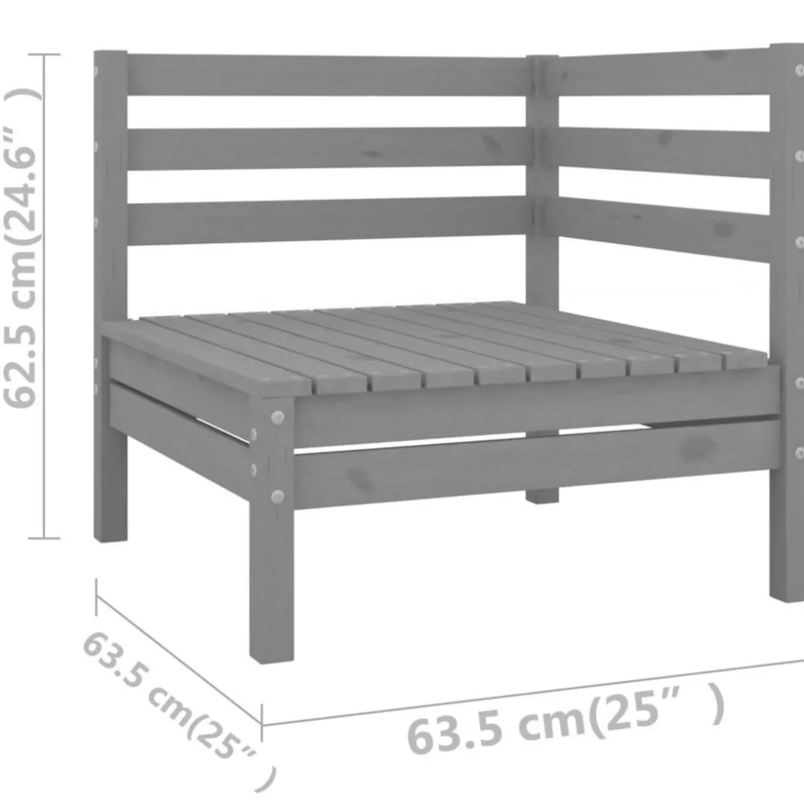 Salon de jardin 11 pcs Gris Bois de pin massif