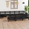 Salon de jardin 10 pcs Noir Bois de pin massif