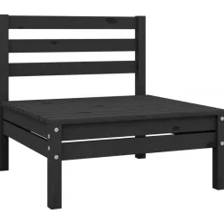 Salon de jardin 10 pcs Noir Bois de pin massif