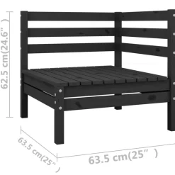 Salon de jardin 10 pcs Noir Bois de pin massif