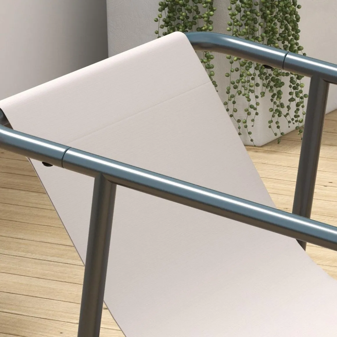 Salon de jardin 4 personnes 4 pièces acier noir teslin haute densité blanc cassé