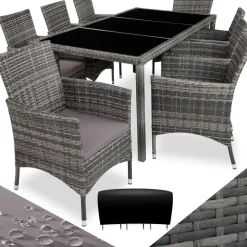 Salon de jardin 8 places avec housse de protection