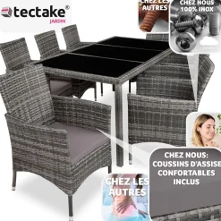 Salon de jardin 8 places avec housse de protection