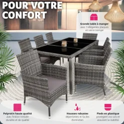 Salon de jardin 8 places avec housse de protection