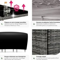 Salon de jardin 8 places avec housse de protection