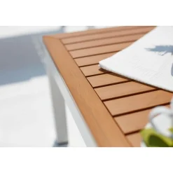 Salon de jardin aluminium et acier blanc & gris LOLEA