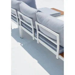 Salon de jardin aluminium et acier blanc & gris LOLEA