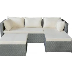 Salon de jardin bas en résine tressée Diya 3 places - Gris