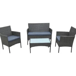 Salon de jardin bas résine Toronto 4 places - Gris foncé