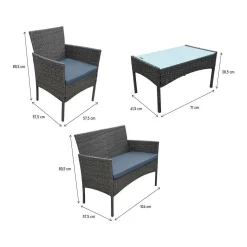 Salon de jardin bas résine Toronto 4 places - Gris foncé