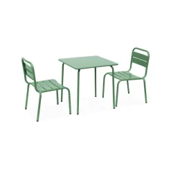 Salon de jardin enfant table et chaises métal Anna - 2 places, 48x48cm
