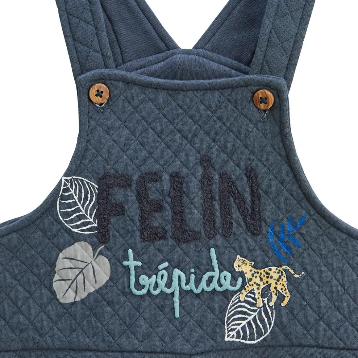 Salopette bébé en coton matelassé Félintrépide