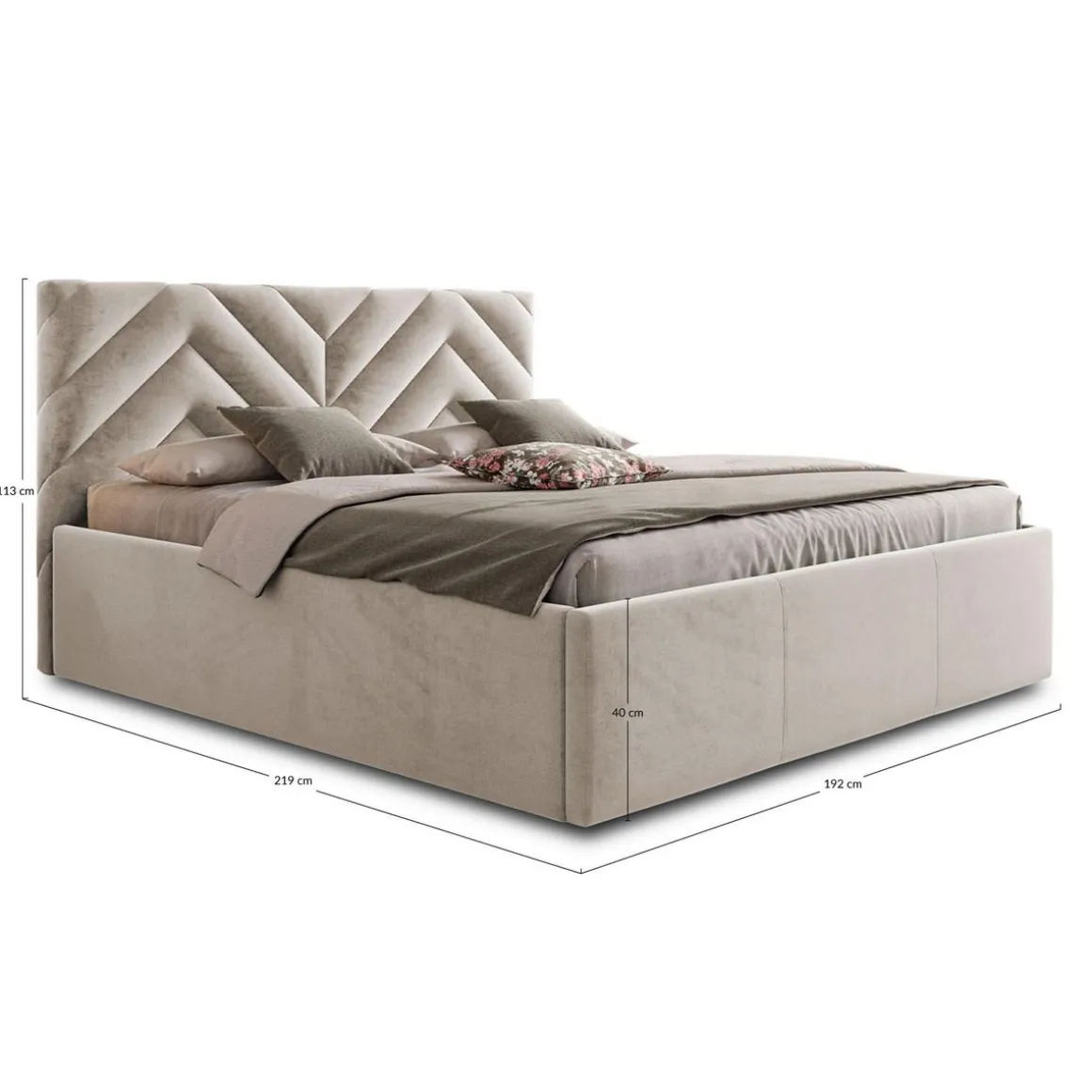 Santiago - lit coffre - 180x200 - sommier inclus - en velours