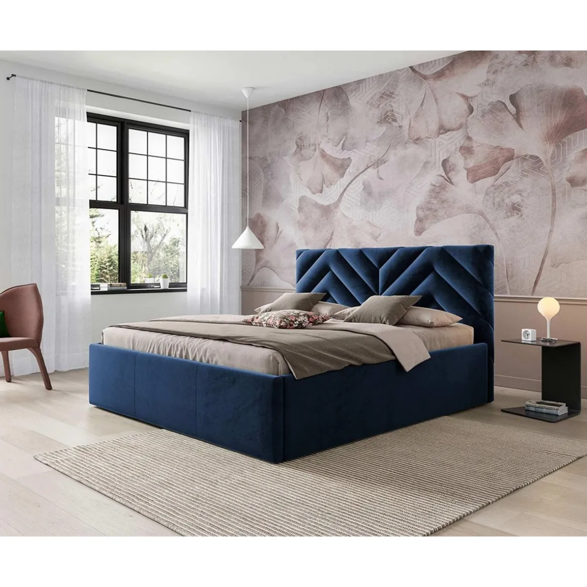 Santiago - lit coffre - 180x200 - sommier inclus - en velours