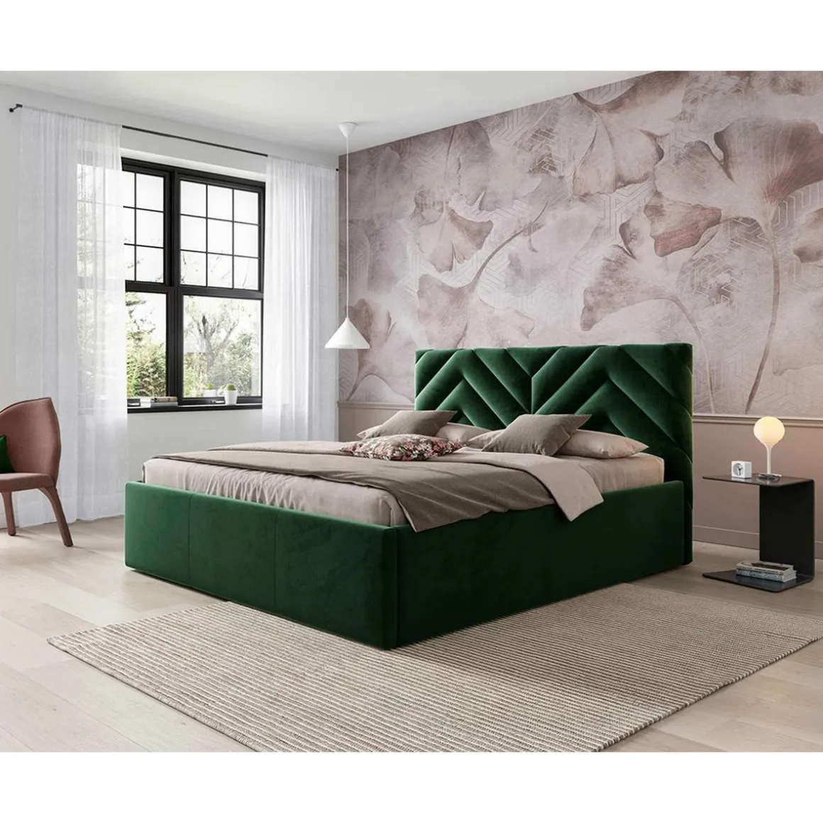 Santiago - lit coffre - 180x200 - sommier inclus - en velours