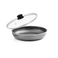 Sauteuse 24 cm tout feux dont induction avec couvercle aluminium effet pierre