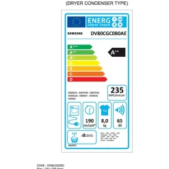 Sèche linge pompe à chaleur DV80CGC0B0AE