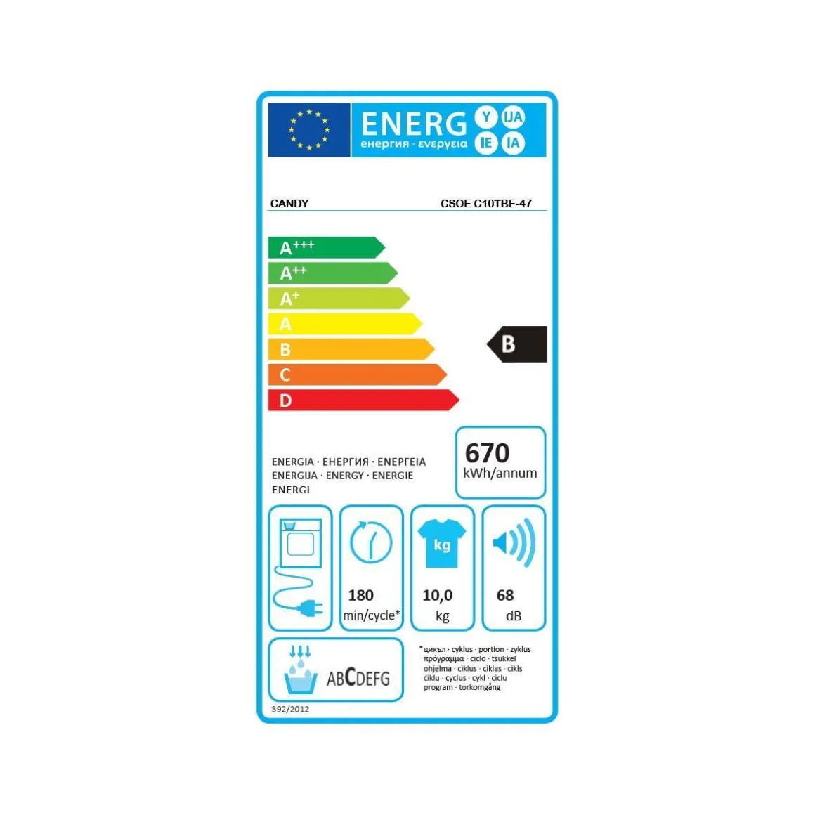 Sèche-linge à condensation 60cm 10kg - csoec10tbe-47