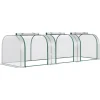 Serre de jardin tunnel 2,95L x 1l x 0,8H m 3 portes zippées bâche PVC transparent métal époxy vert