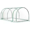 Serre de jardin tunnel serre à tomates dim. 2L x 1l x 0,8H m 2 portes zippées bâche PVC transparent acier époxy vert