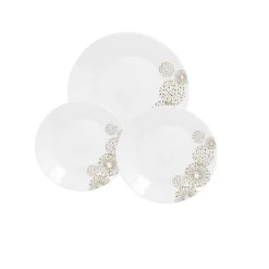 Service d'assiettes 18 pièces en porcelaine motifs or FEUX ART