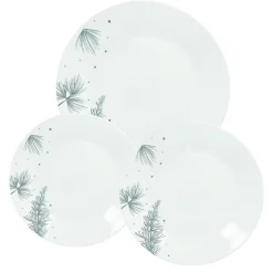 Service d'assiettes 18 pièces en porcelaine motifs argent PIN ARGENT