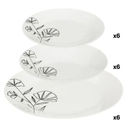 Services d'assiettes 18 pièces porcelaine AZALEE