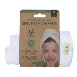 Serviette pour Cheveux Bambou 22x52cm Blanc