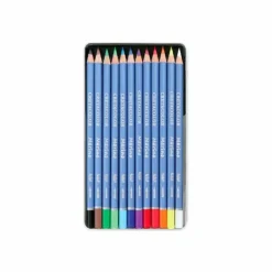 Set 12 crayons de couleur aquarellables - Boîte métal - Marino