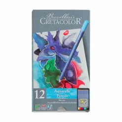 Set 12 crayons de couleur aquarellables - Boîte métal - Marino