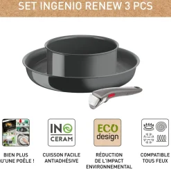 Set 3 pièces céramique gris induction INGENIO RENEW