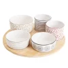 Set apéritif 6 coupelles en porcelaine et plateau bois