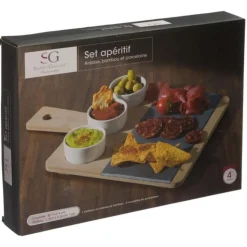 Set Apéritif 4 Pièces Ardoise 35cm Naturel