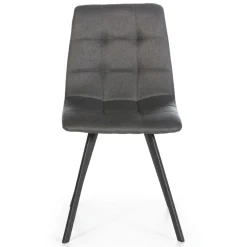 Set de 2 chaises Salle à Manger Mila Tapissées Grises Froncé, 58 cm x 45 cm x 90 cm