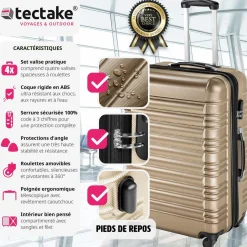 Set de 4 Valises Trolley - ABS - 4 Roues Pivotantes à 360°