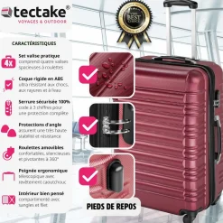Set de 4 Valises Trolley - ABS - 4 Roues Pivotantes à 360°
