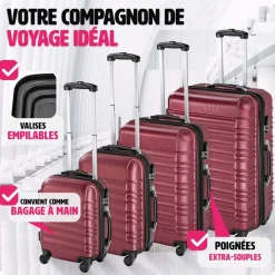 Set de 4 Valises Trolley - ABS - 4 Roues Pivotantes à 360°