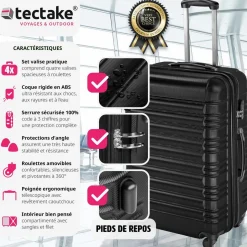 Set de 4 Valises Trolley - ABS - 4 Roues Pivotantes à 360°