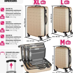 Set de 3 Valises Trolley Rigides