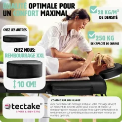 Set de table de massage 3 zones avec rembourrage de 10cm et châssis en bois