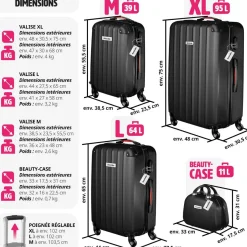 Set de valises rigides Cleo 4 pièces avec pèse-valise