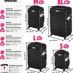 Set de valises rigides Mila 4 pièces avec pèse-bagages