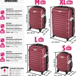 Set de valises rigides Mila 4 pièces avec pèse-bagages