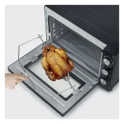 SEVERIN TO 2073 Four posable XXL a Chaleur Tournante 60 L avec pierre a pizza et tournebroche, 2 200 W, Minuteur 120 min, Noir/I