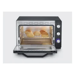 SEVERIN TO 2073 Four posable XXL a Chaleur Tournante 60 L avec pierre a pizza et tournebroche, 2 200 W, Minuteur 120 min, Noir/I