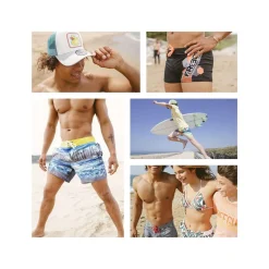 Shorty de bain homme uni avec logo rubber print couleur