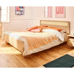 Sliven - lit - 160x200 cm - bois et cannage