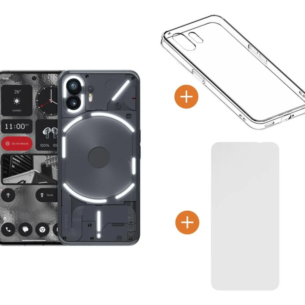 Smartphone Pack Phone(2) Gris 128Go + Coque + VT