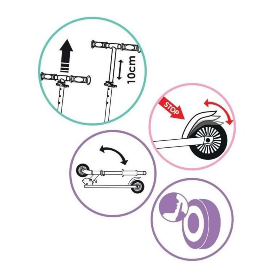 Smoby - Patinette Gabby et la Maison Magique - 2 roues - Pliables -