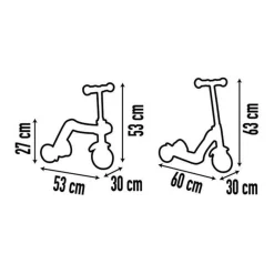 SMOBY - Patinette reversible 2 en 1 - Draisienne transformable en patinette - 3 roues